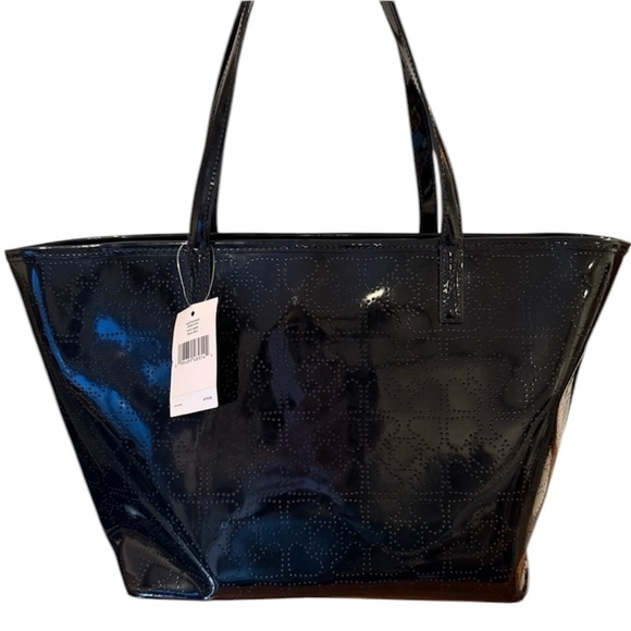 Kate Spade Black Glossy Tote Bag with Structured Design - Picture 1 of 6